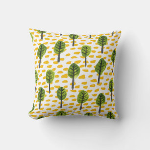 Naive Green Black Tree Pattern Cushion