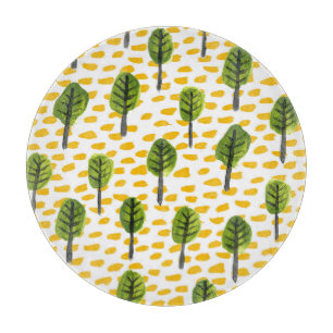 Naive Green Black Tree Pattern Cutting Board