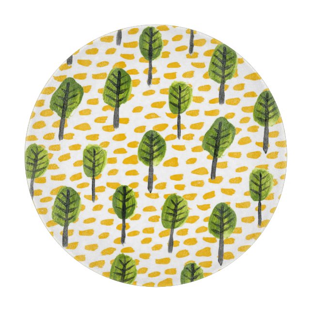 Naive Green Black Tree Pattern Cutting Board (Front)