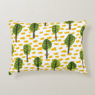 Naive Green Black Tree Pattern Decorative Cushion