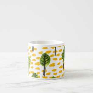 Naive Green Black Tree Pattern Espresso Cup