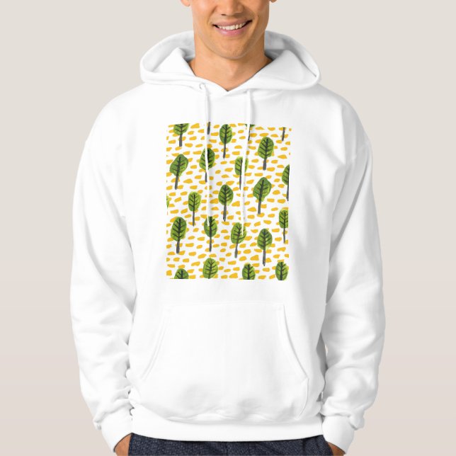 Naive Green Black Tree Pattern Hoodie (Front)