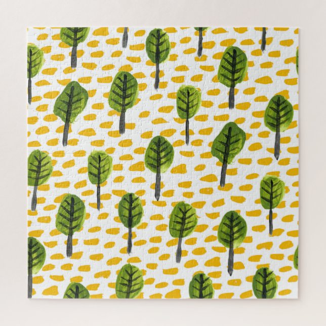 Naive Green Black Tree Pattern Jigsaw Puzzle (Vertical)
