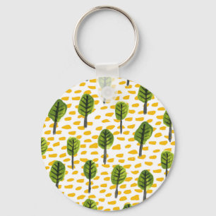 Naive Green Black Tree Pattern Key Ring