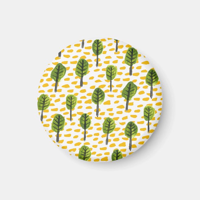 Naive Green Black Tree Pattern Magnet (Front)