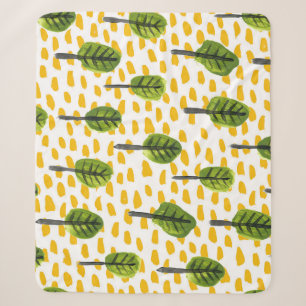 Naive Green Black Tree Pattern Sherpa Blanket