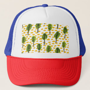 Naive Green Black Tree Pattern Trucker Hat
