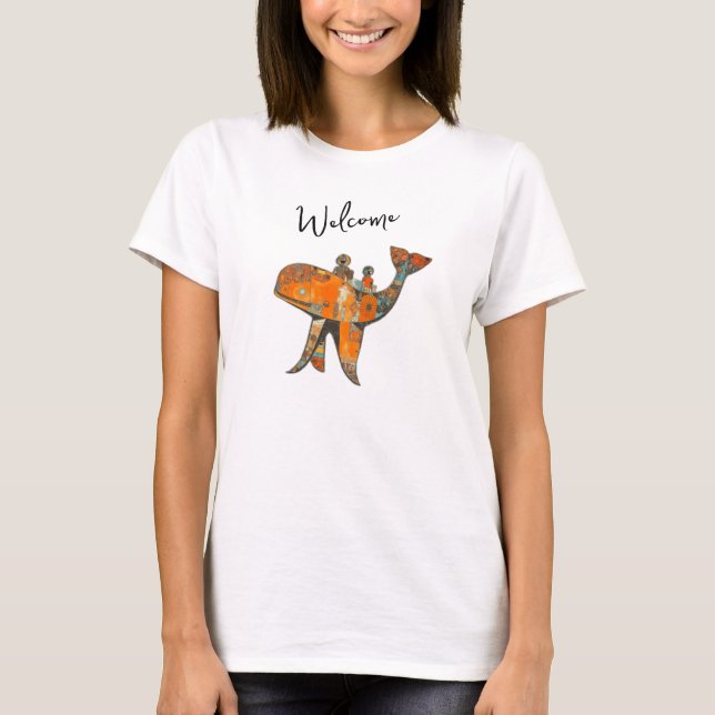 Naive retro style art whale T-Shirt (Front)