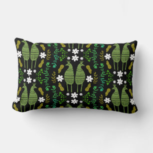 Naïve Rustic Nature Bird Folk Art Lumbar Cushion