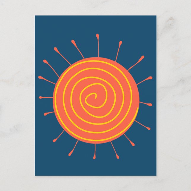 Naive Sun Dark Blue Background Postcard (Front)