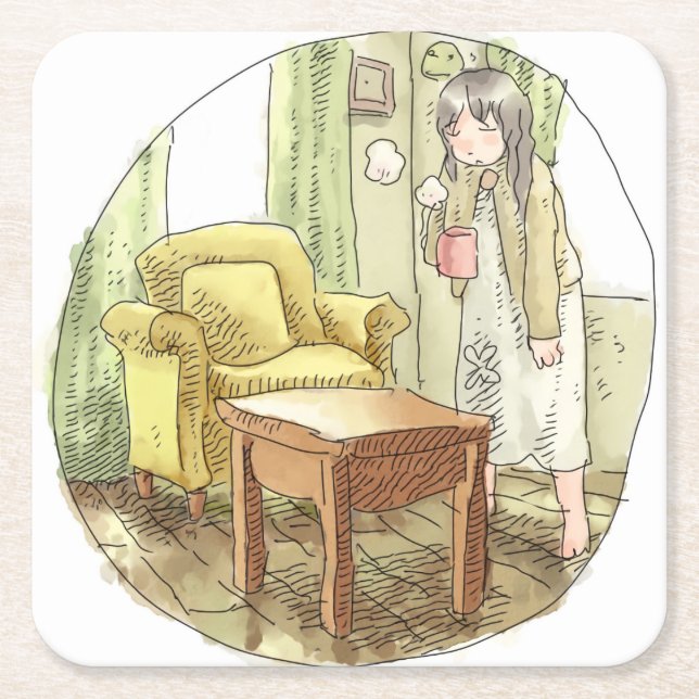 Najirou Sayaka Square Paper Coaster (Front)