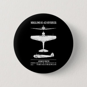 Nakajima Ki-43 Hayabusa Japanese Fighter Plane  6 Cm Round Badge