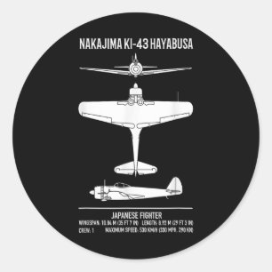 Nakajima Ki-43 Hayabusa Japanese Fighter Plane  Classic Round Sticker