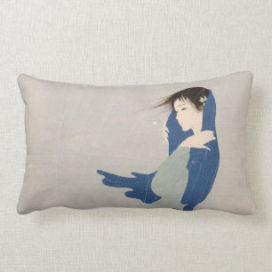 Nakajima Kiyoshi Fine Rain japanese woman art Lumbar Cushion