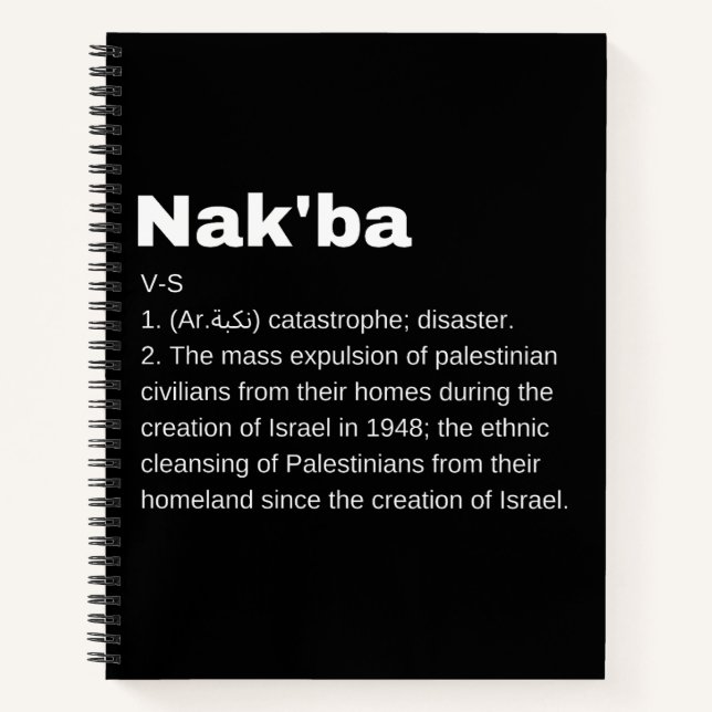 Nakba Meaning design Nakba  Definition text Notebook (Front)