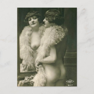 Naked Girl in the Mirror French Postcard