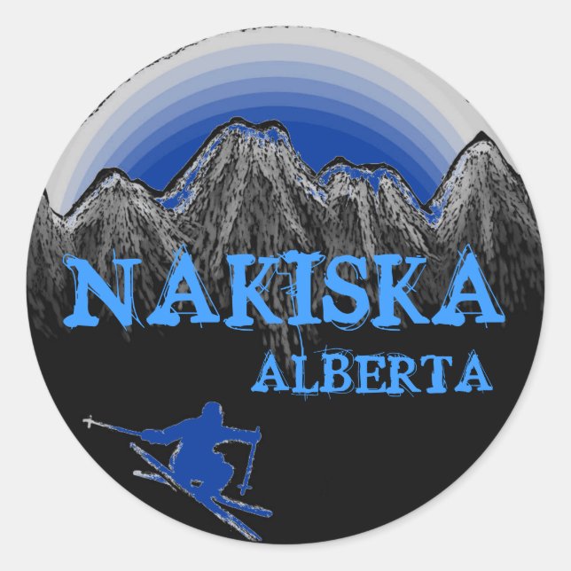 Nakiska Alberta Canada blue ski stickers (Front)