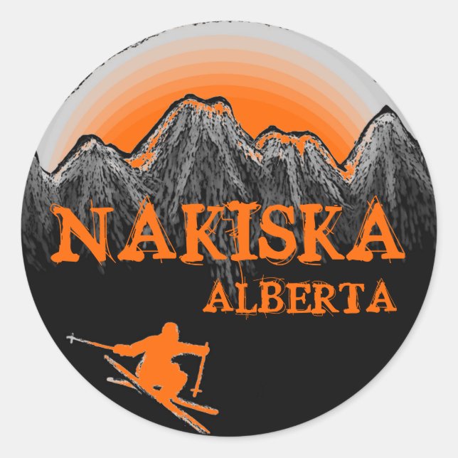 Nakiska Alberta Canada orange ski stickers (Front)