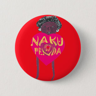 Nakupenda Love Art – Swahili Heart Design 6 Cm Round Badge