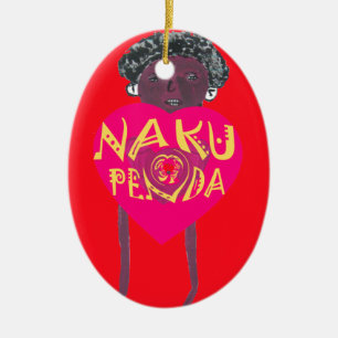Nakupenda Love Art – Swahili Heart Design Ceramic Tree Decoration