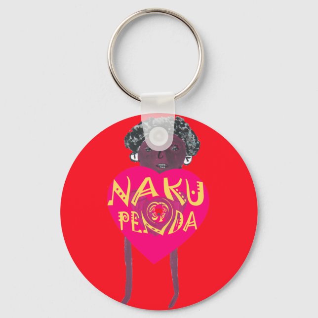 Nakupenda Love Art – Swahili Heart Design Key Ring (Front)