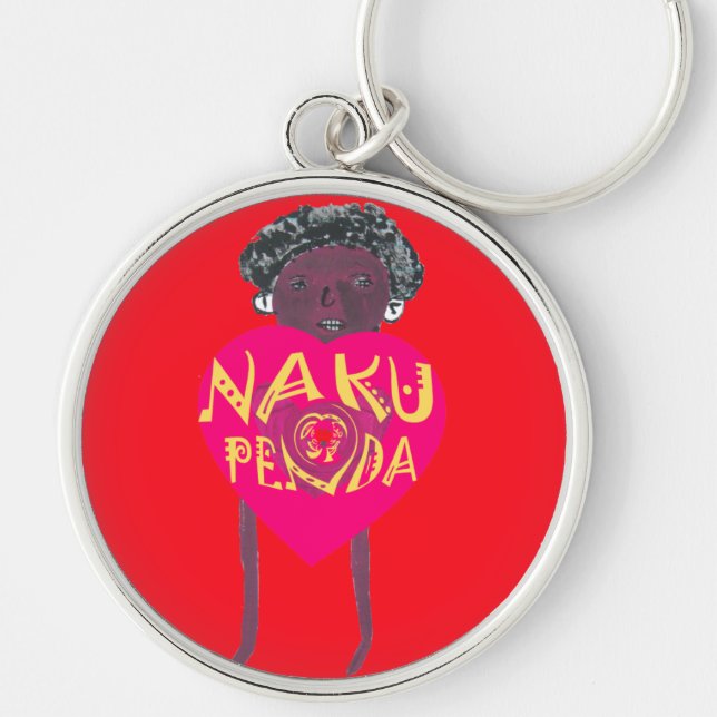 Nakupenda Love Art – Swahili Heart Design Key Ring (Front)
