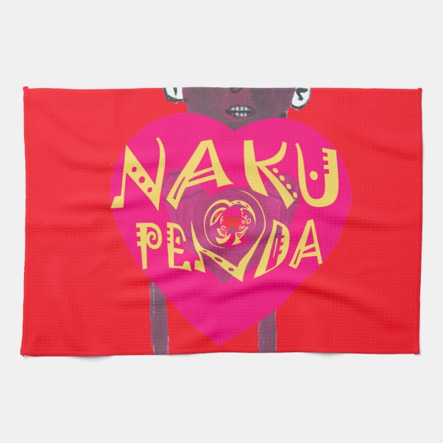 Nakupenda Love Art – Swahili Heart Design Tea Towel (Horizontal)