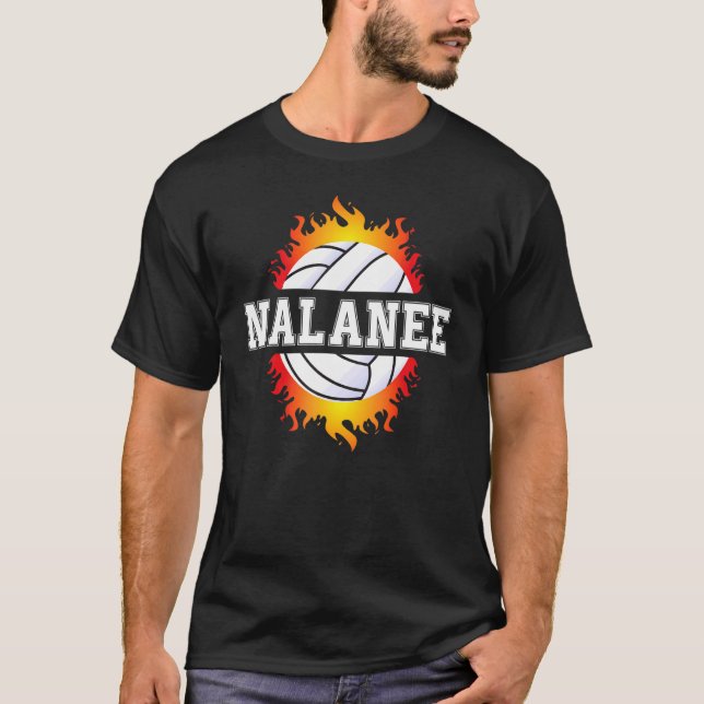 Nalanee Name Volleyball Player Girls Ball and Net  T-Shirt (Front)