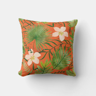Nalani Hawaiian Tropical Garden Coral Cushion