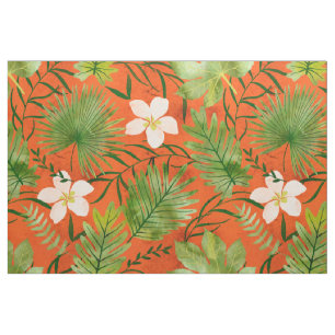 Nalani Hawaiian Tropical Garden Coral Fabric