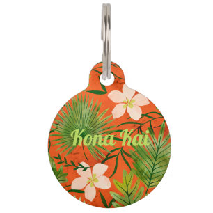 Nalani Hawaiian Tropical Garden Coral Lime Pet Tag