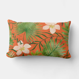 Nalani Hawaiian Tropical Garden Coral Reversible Lumbar Cushion