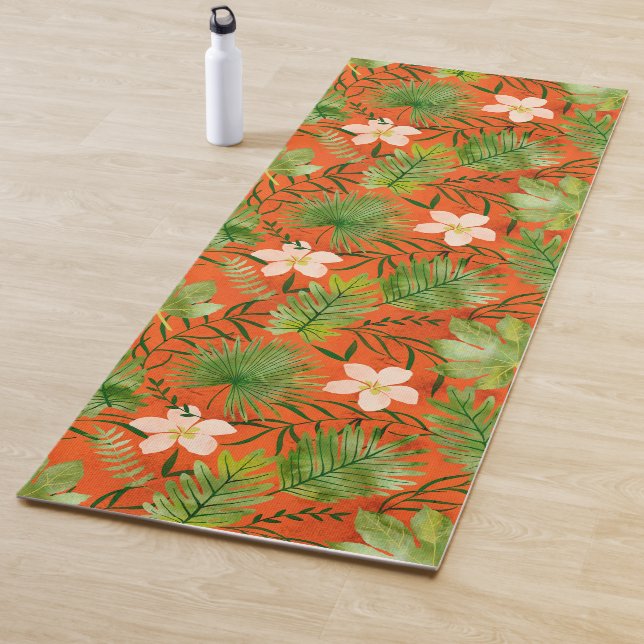 Nalani Hawaiian Tropical Garden Reverses to Coral Yoga Mat (In Situ)