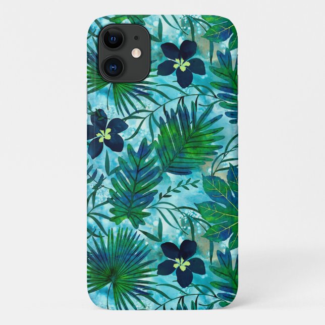 Nalani Hawaiian Tropical Garden Teal Case-Mate iPhone Case (Back)