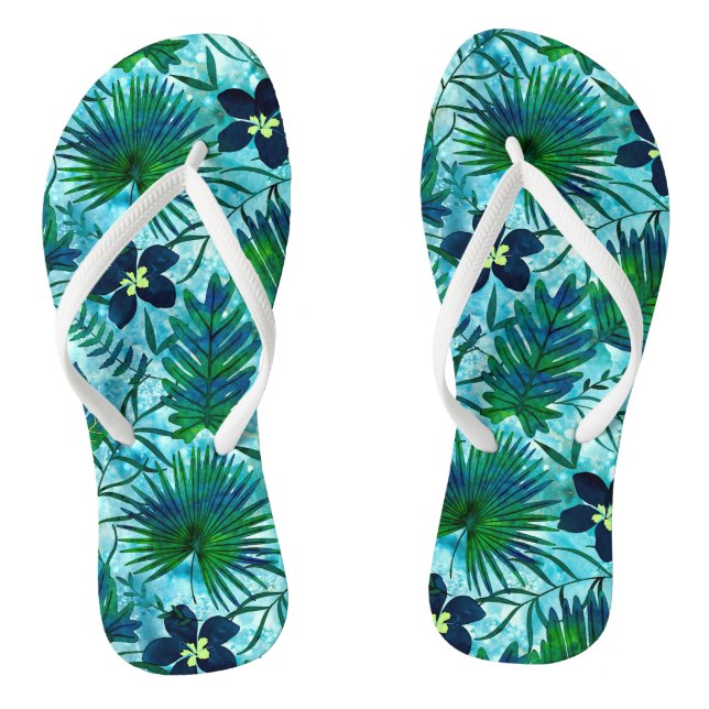 Nalani Hawaiian Tropical Garden Teal Thongs (Footbed)