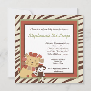 Nali Jungle Zoo Animal Lion Baby Shower Invitation