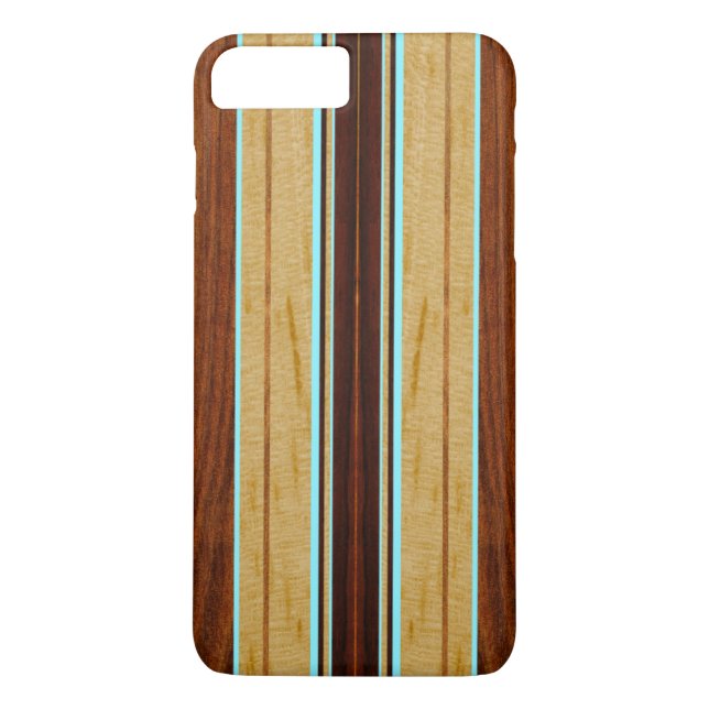 Nalu Hou Faux Koa Wood Surfboard Case-Mate iPhone Case (Back)