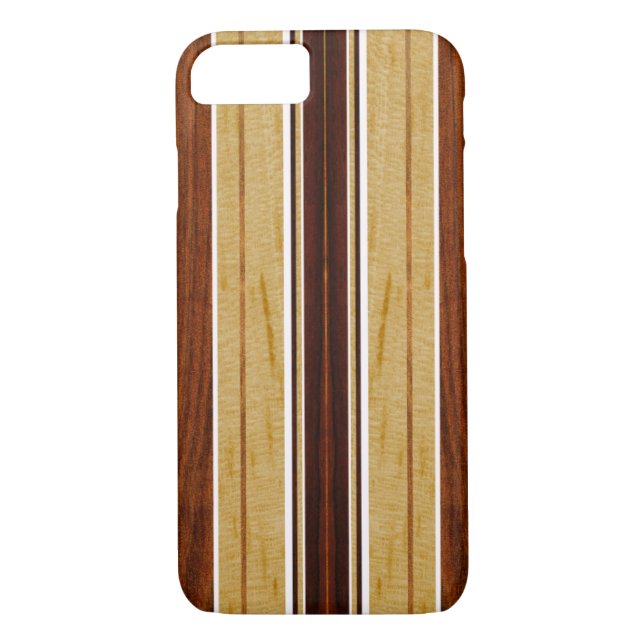 Nalu Hou Faux Koa Wood Surfboard Case-Mate iPhone Case (Back)