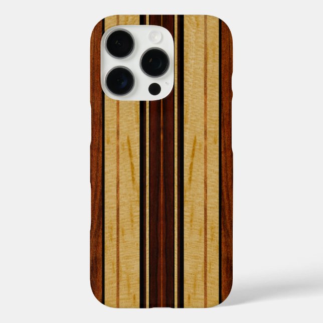Nalu Hou Faux Koa Wood Surfboard Case-Mate iPhone Case (Back)