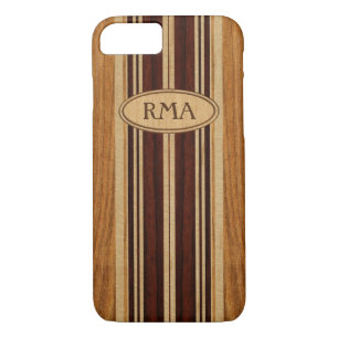 Nalu Lua Faux Koa Wood Monogram Surfboard iPhone 8/7 Case