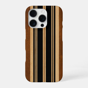 Nalu Lua Faux Koa Wood Surfboard Black iPhone 16 Pro Case