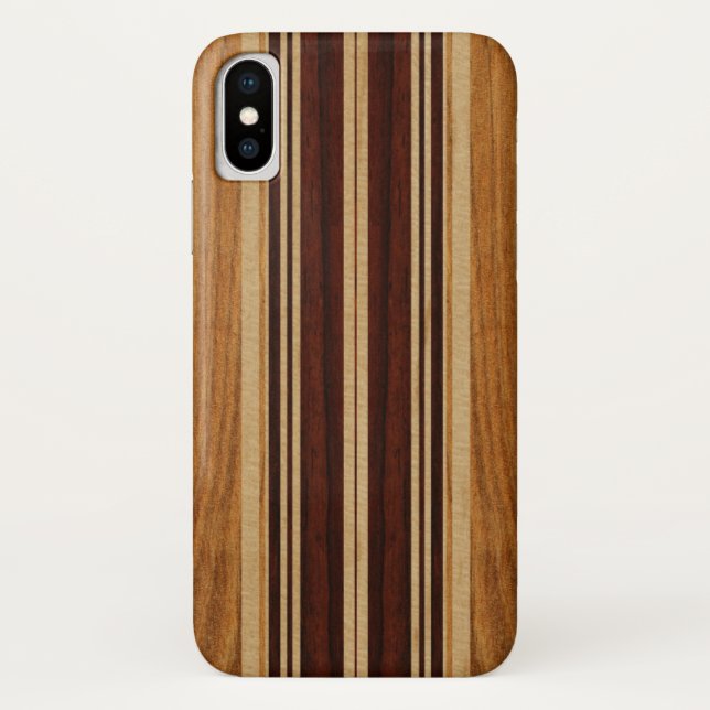 Nalu Lua Faux Koa Wood Surfboard Case-Mate iPhone Case (Back)