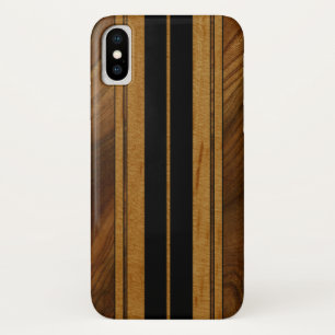Nalu Mua Faux Koa Wood Surfboard Black iPhone X Case
