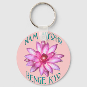 Nam Myoho Renge Kyo with Lotus Flower Design Key Ring