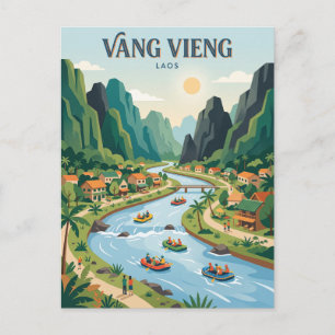 Nam Song River, Vang Vieng Laos Postcard
