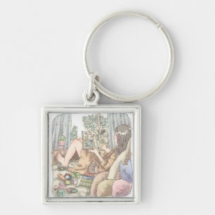 Namamuji   an illustration of a barefoot woman lyi key ring