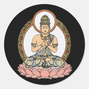 Namaskara Mudra Buddha Classic Round Sticker