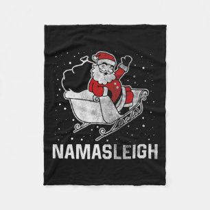 Namasleigh Santa Claus's Reindeer Sending Present Fleece Blanket