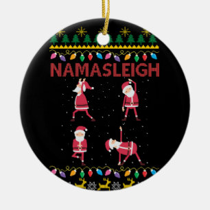 Namasleigh Santa's Yoga Positions Yoga Lover Xmas Ceramic Ornament