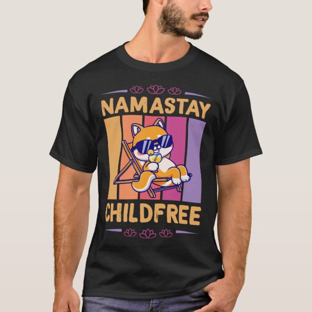 Namastay Childfree Nomaste Yoga Lotus Flower Beach T-Shirt (Front)